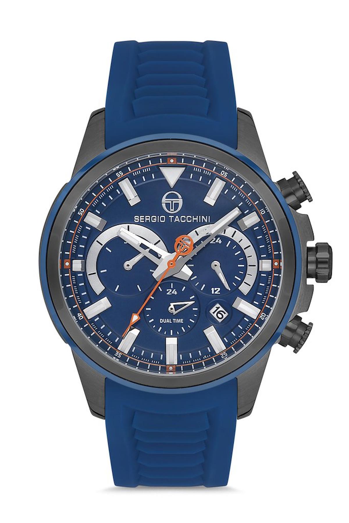 Sergio Tacchini ST.1.10128.4 Takvimli Lacivert Silikon Kordon Analog Erkek Kol Saati