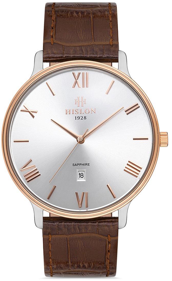 Hislon CL126T-02KS Takvimli 42 mm Kahverengi Deri Kordon Analog Kol Saati
