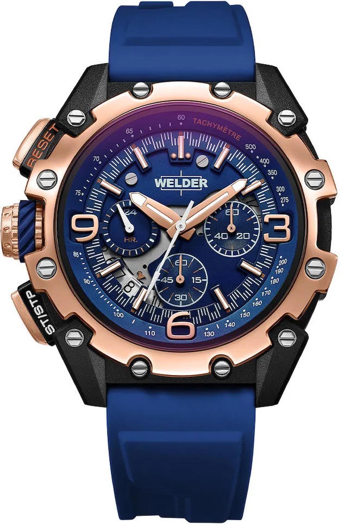 Welder Watch WWRR1002 Pusulalı Takvimli 46 mm Mavi Silikon Kordon Analog Erkek Kol Saati