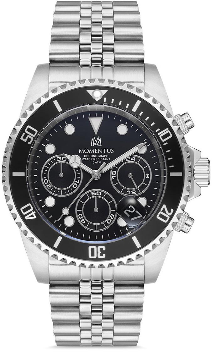 Momentus SM362T-04SS Takvimli 44 mm Çelik Kordon Analog Kol Saati