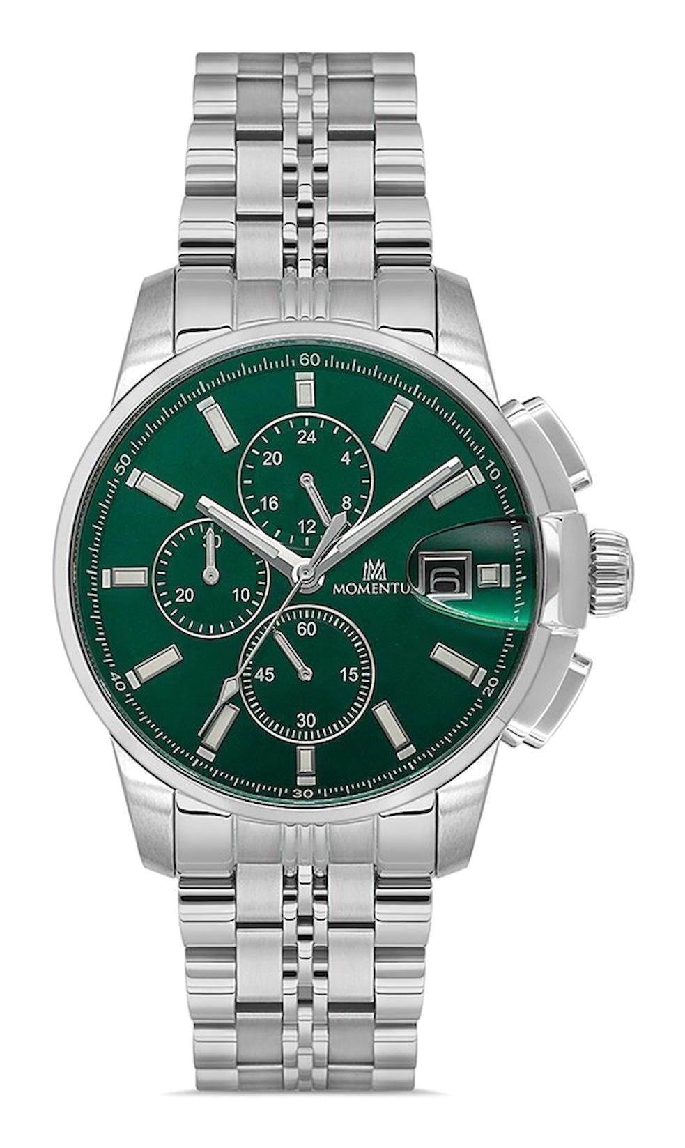 Momentus SM385S-15SS Takvimli 43 mm Çelik Kordon Analog Erkek Kol Saati