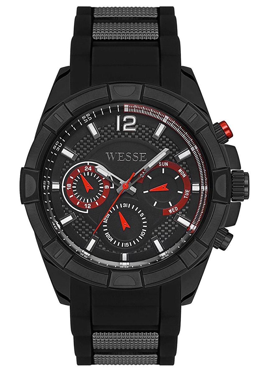 Wesse WWG401804 Pusulalı Takvimli 46 mm Siyah- Çelik Kordon Analog Erkek Kol Saati