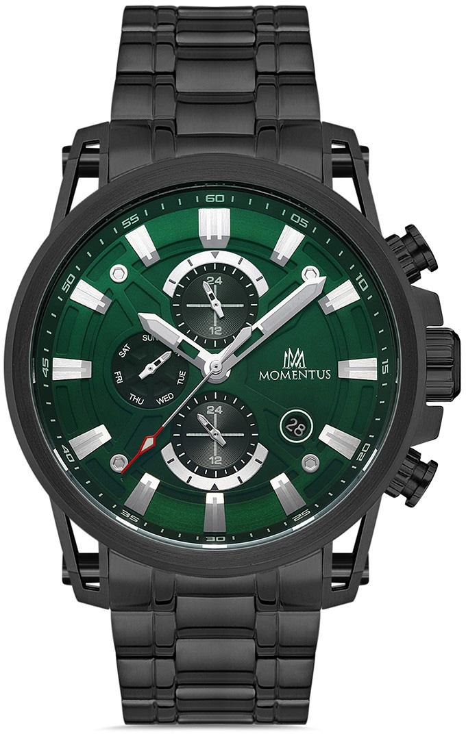Momentus SM353B-15SS Takvimli 44 mm Siyah Çelik Kordon Analog Erkek Kol Saati