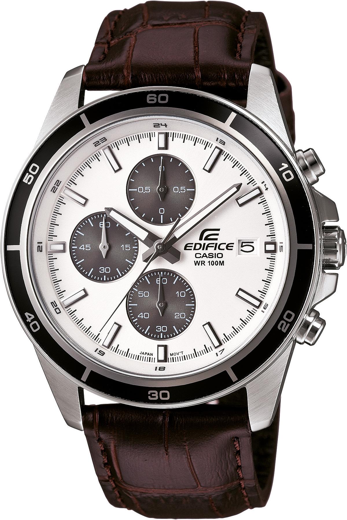 Casio EFR-526L-7AVUDF Takvimli 43.8 mm Kahverengi Deri Kordon Analog Erkek Kol Saati