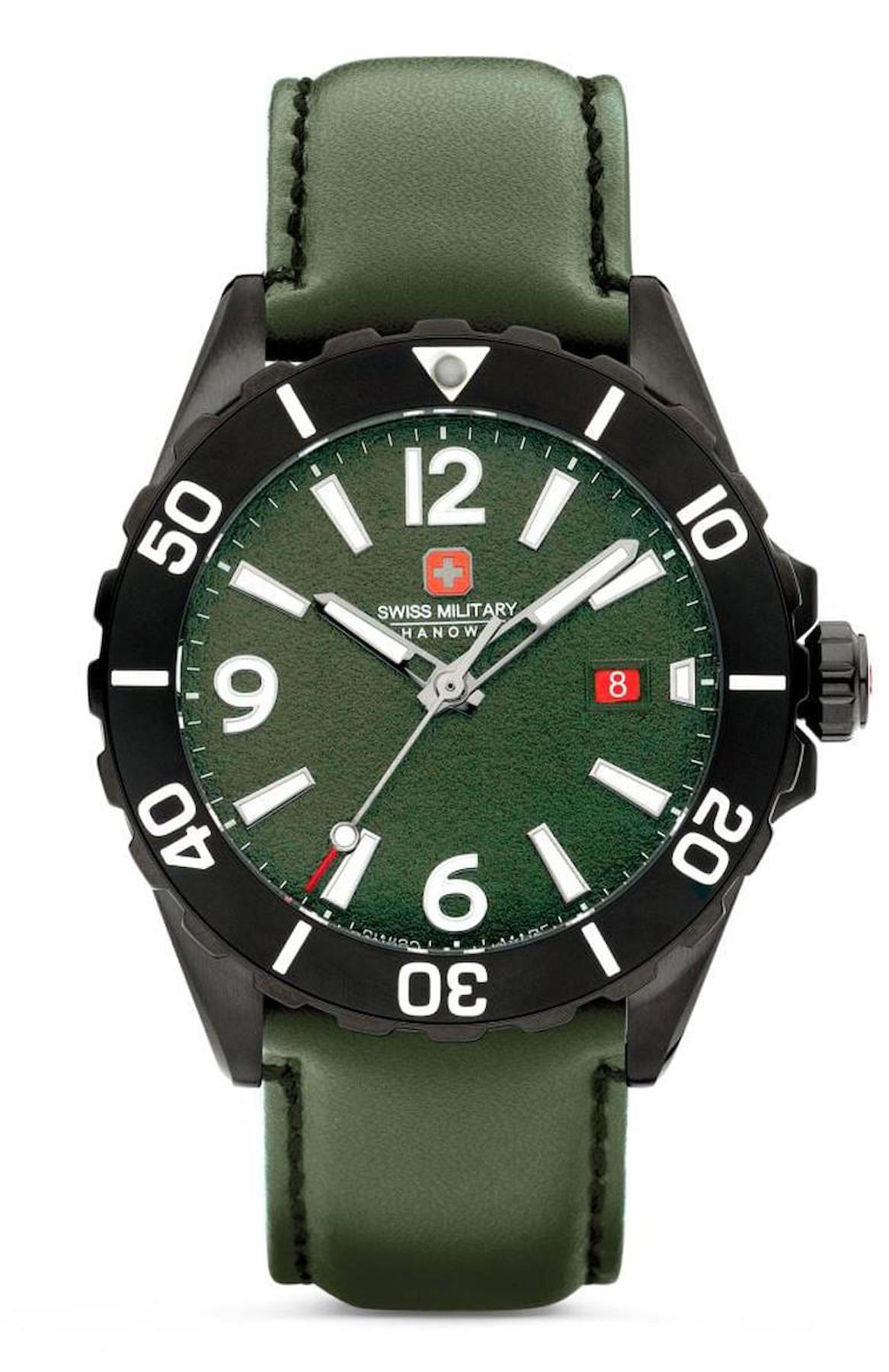 Swiss Military SMWGB0000251 Takvimli 44 mm Yeşil Deri Kordon Analog Erkek Kol Saati