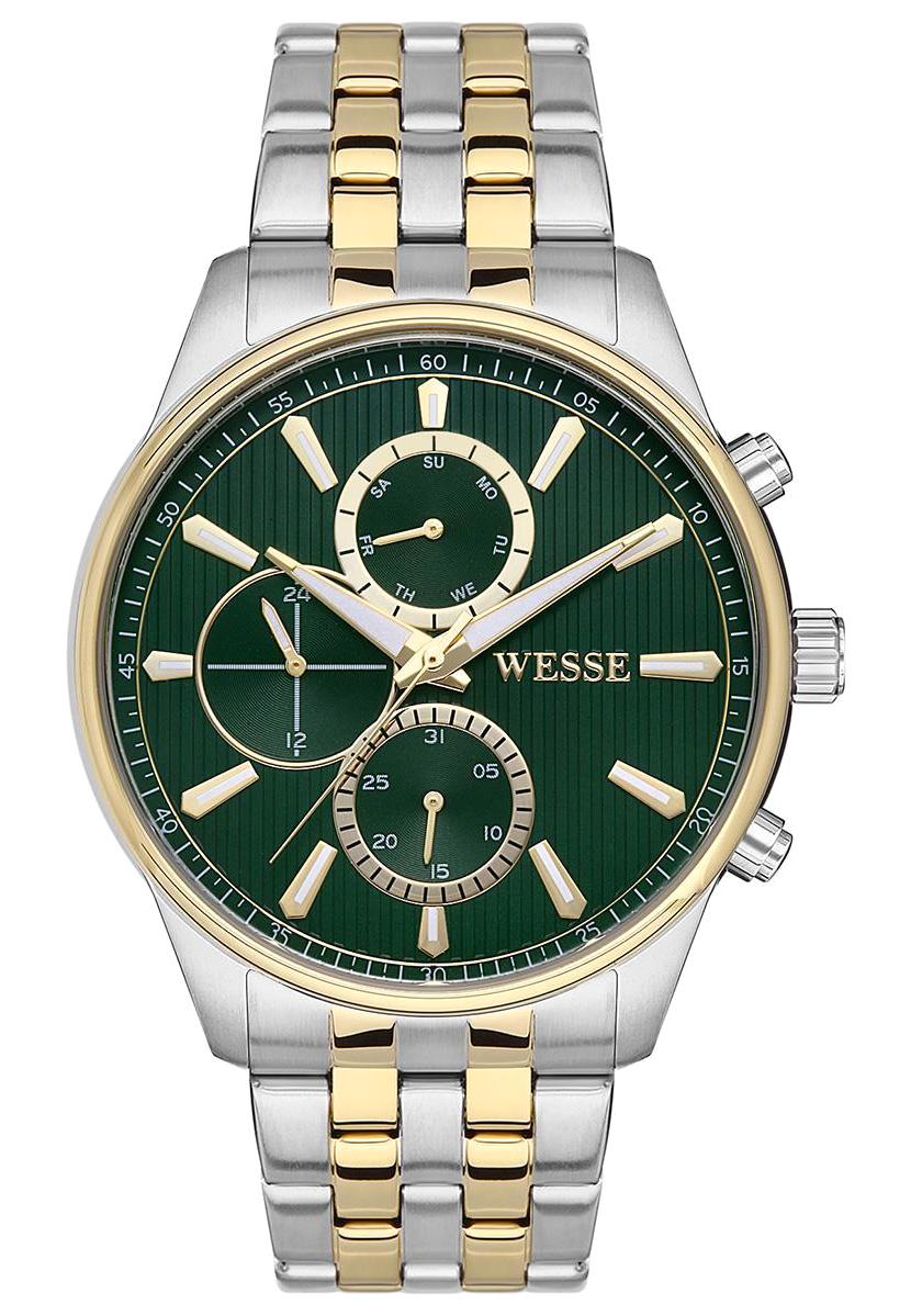 Wesse WWG206405 Pusulalı Takvimli 44 mm Altın-Çelik Kordon Analog Erkek Kol Saati