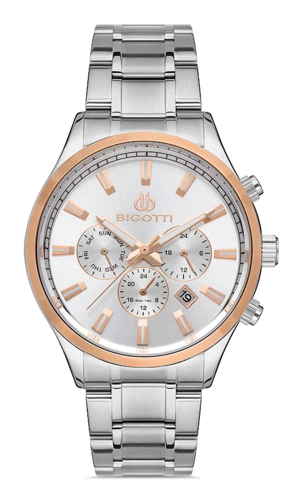 Bigotti BG.1.10333.1 Takvimli 43 mm Çelik Kordon Analog Erkek Kol Saati