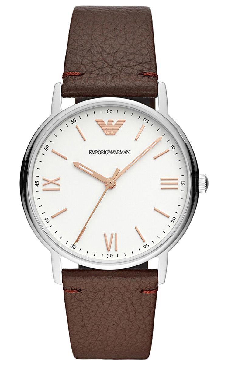 Emporio Armani AR11173 Takvimli 41 mm Kahverengi Deri Kordon Analog Erkek Kol Saati