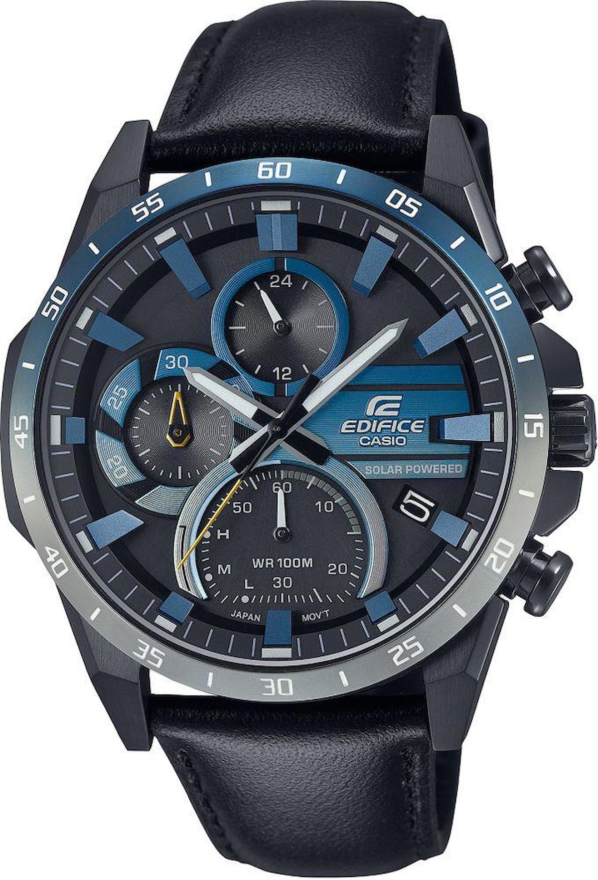 Casio EQS-940NL-1AVUDF Takvimli 45.5 mm Siyah Deri Kordon Analog Kol Saati