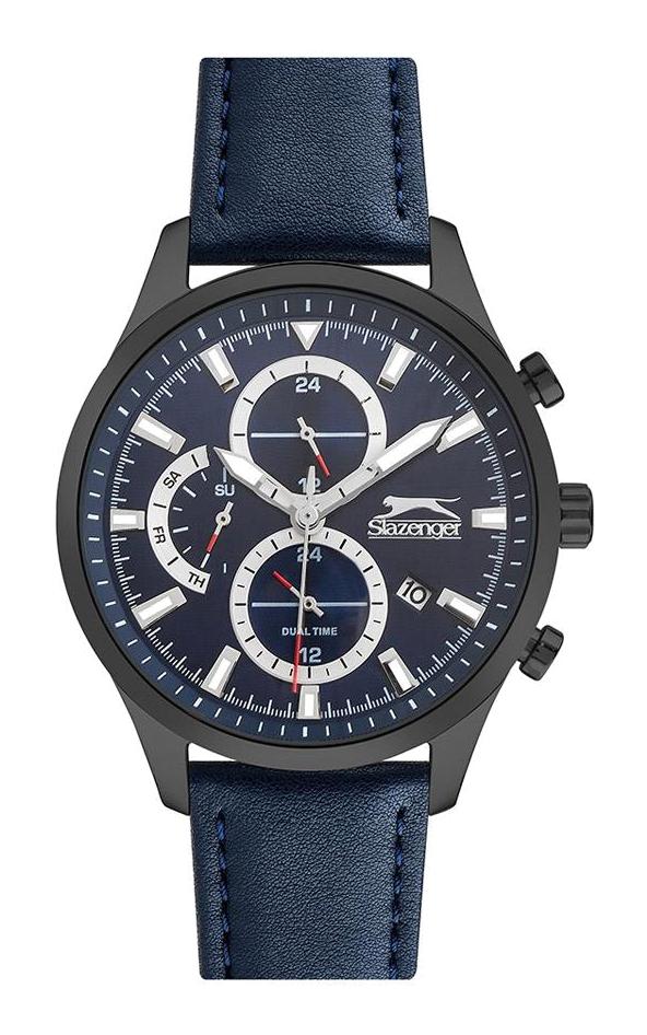 Slazenger SL.09.1995.2.01 Takvimli 46-50 mm Lacivert Deri Kordon Analog Erkek Kol Saati