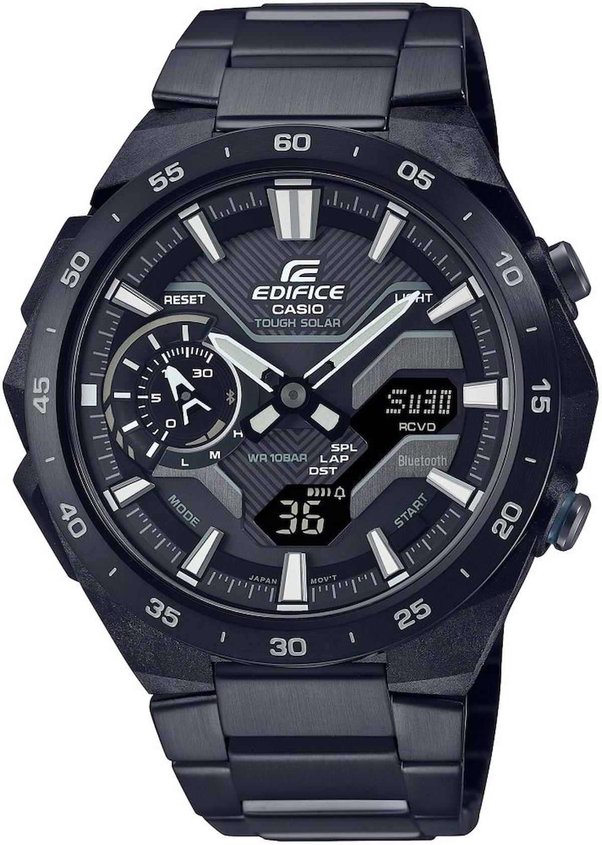 Casio ECB-2200DC-1ADF Takvimli 48.2 mm Siyah Çelik Kordon Analog Kol Saati