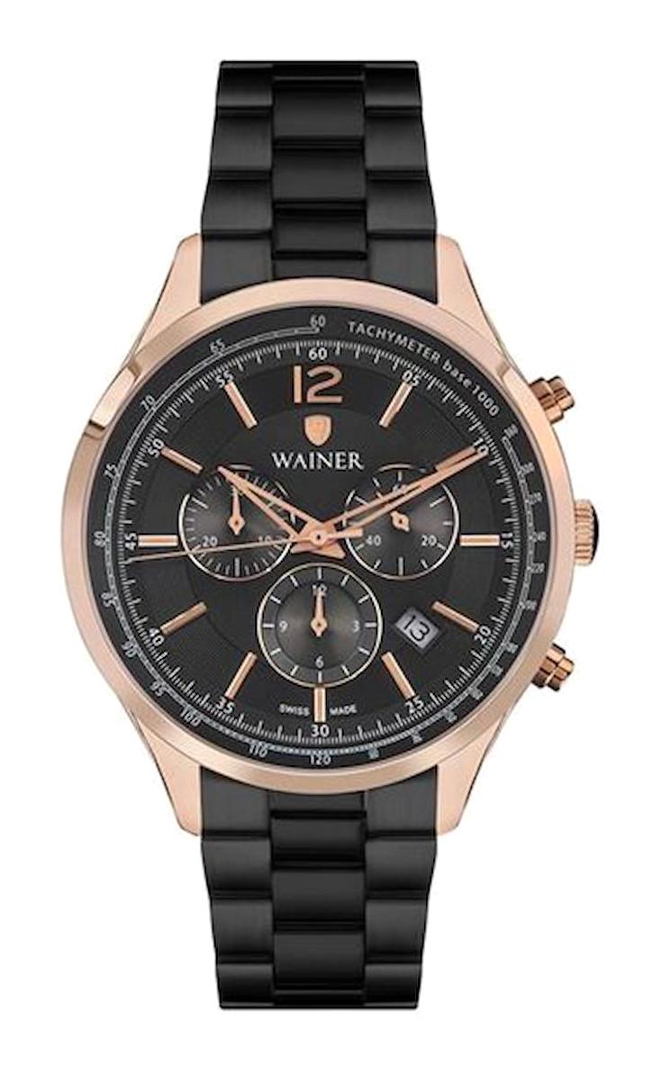 Wainer WA.12018-AM Pusulalı Takvimli 43 mm Siyah Metal Kordon Analog Erkek Kol Saati