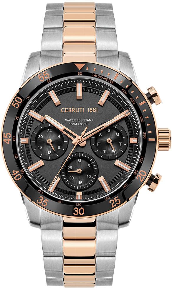 Cerruti 1881 CIWGK2116602 Takvimli 44 mm Altın-Çelik Kordon Analog Erkek Kol Saati