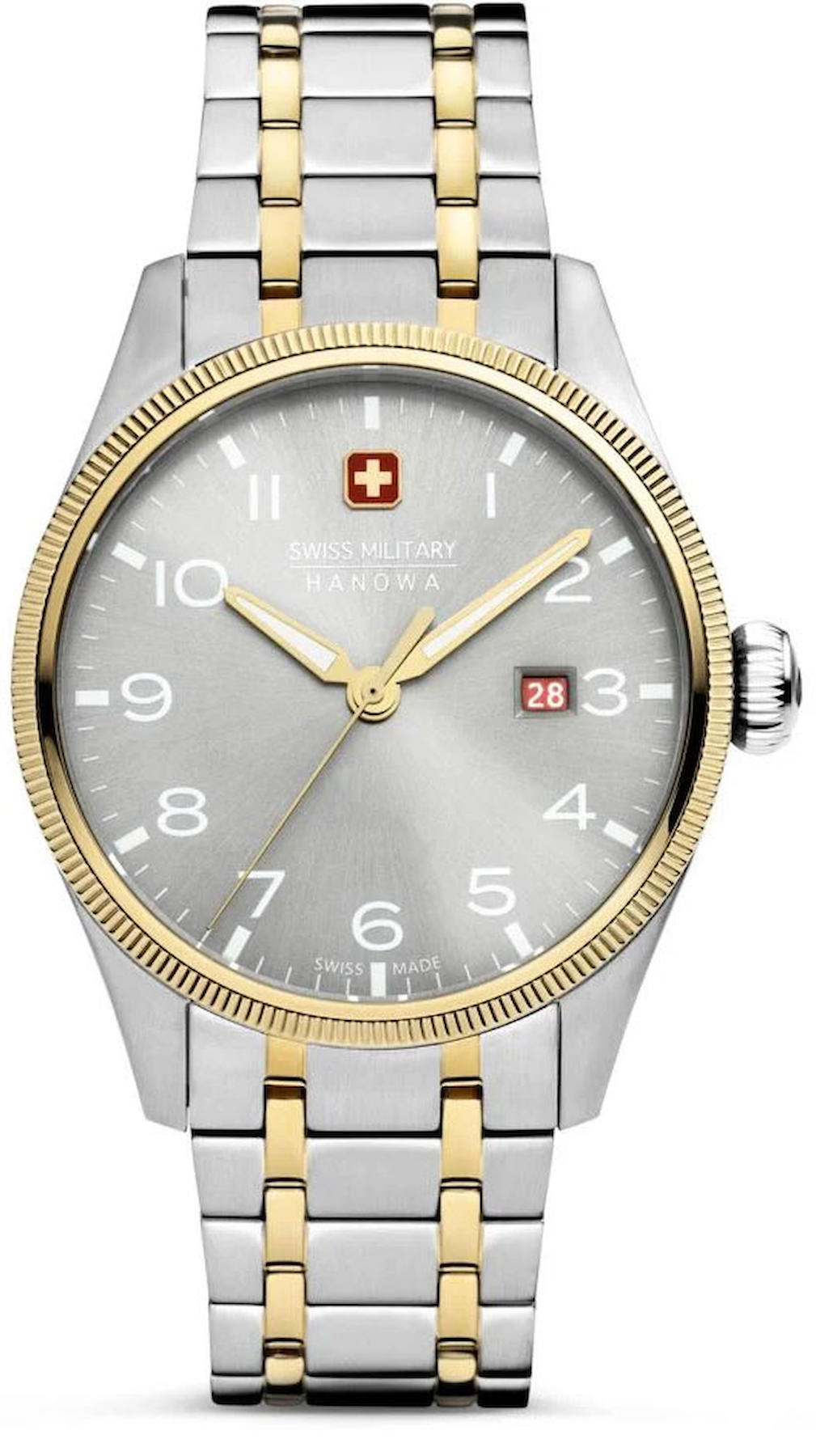 Swiss Military SMWGH0000860 Takvimli 44 mm Altın-Çelik Kordon Analog Kol Saati