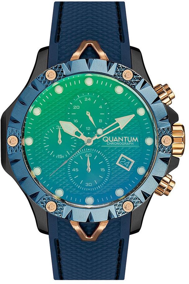Quantum HNG957.090 Takvimli 44 mm Lacivert Silikon Kordon Analog Erkek Kol Saati