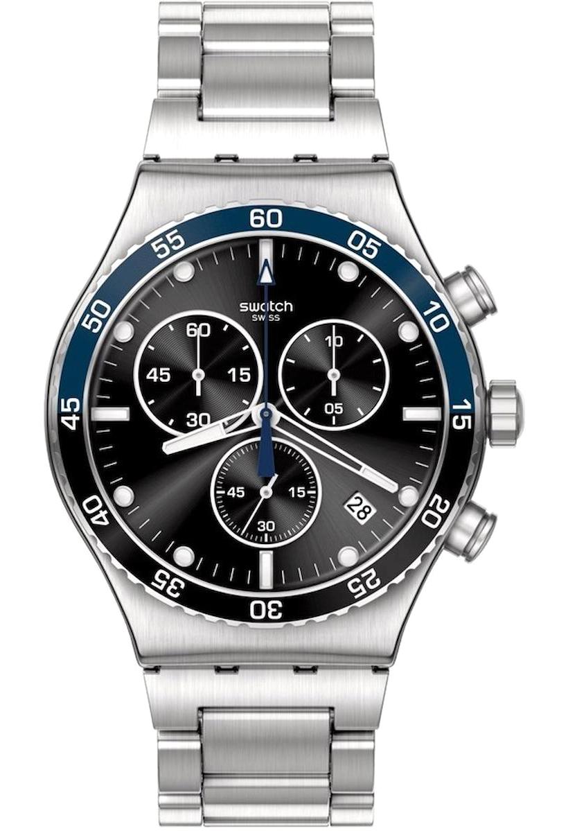 Swatch YVS507G Takvimli 44 mm Çelik Kordon Analog Kol Saati
