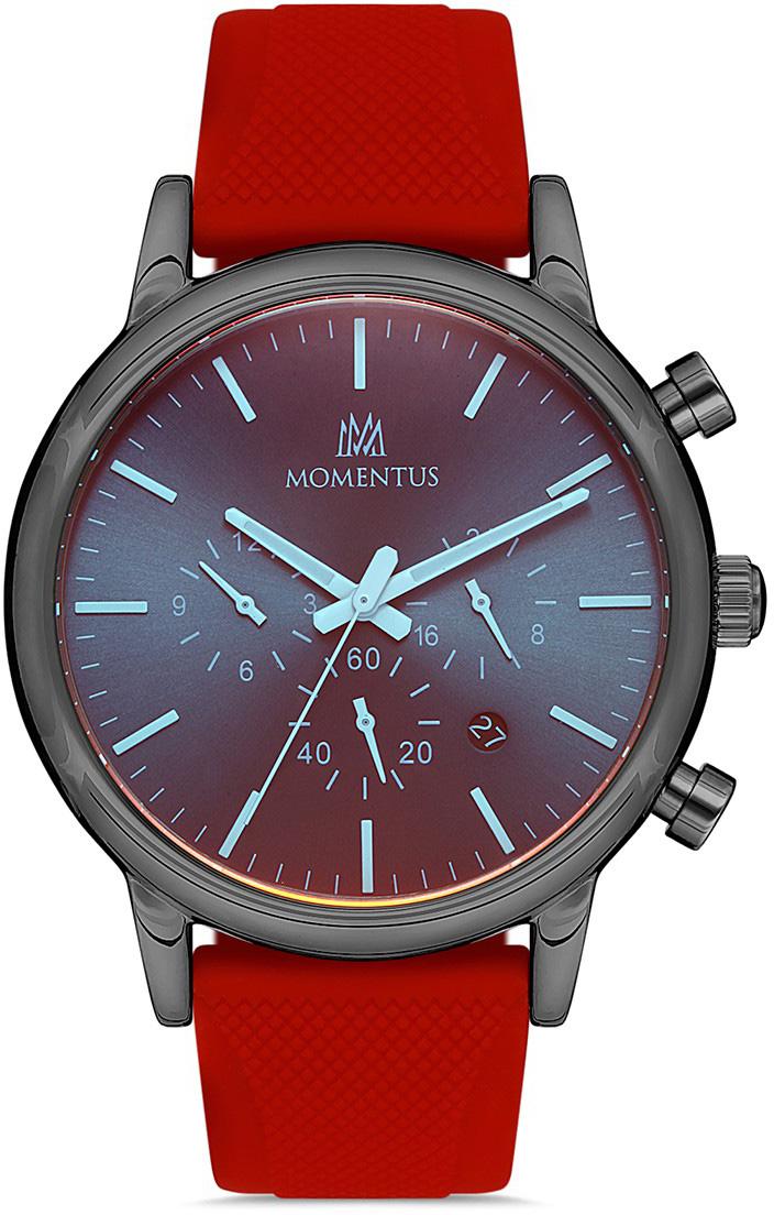 Momentus CC235N-11KS Takvimli 45 mm Kırmızı Silikon Kordon Analog Erkek Kol Saati