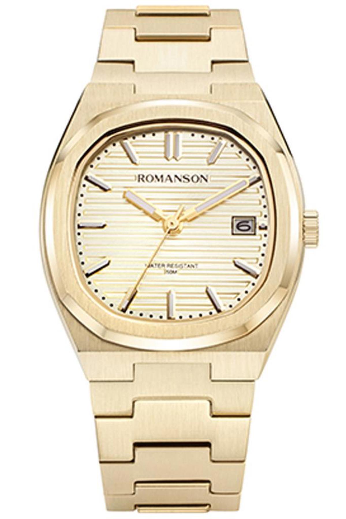 Romanson TMMM3BS008GGA81G Takvimli Altın Çelik Kordon Analog Erkek Kol Saati