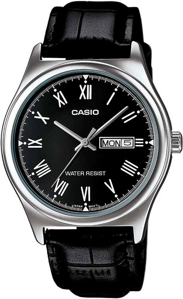 Casio MTP-V006L-1BUDF Takvimli Siyah Deri Kordon Analog Kol Saati