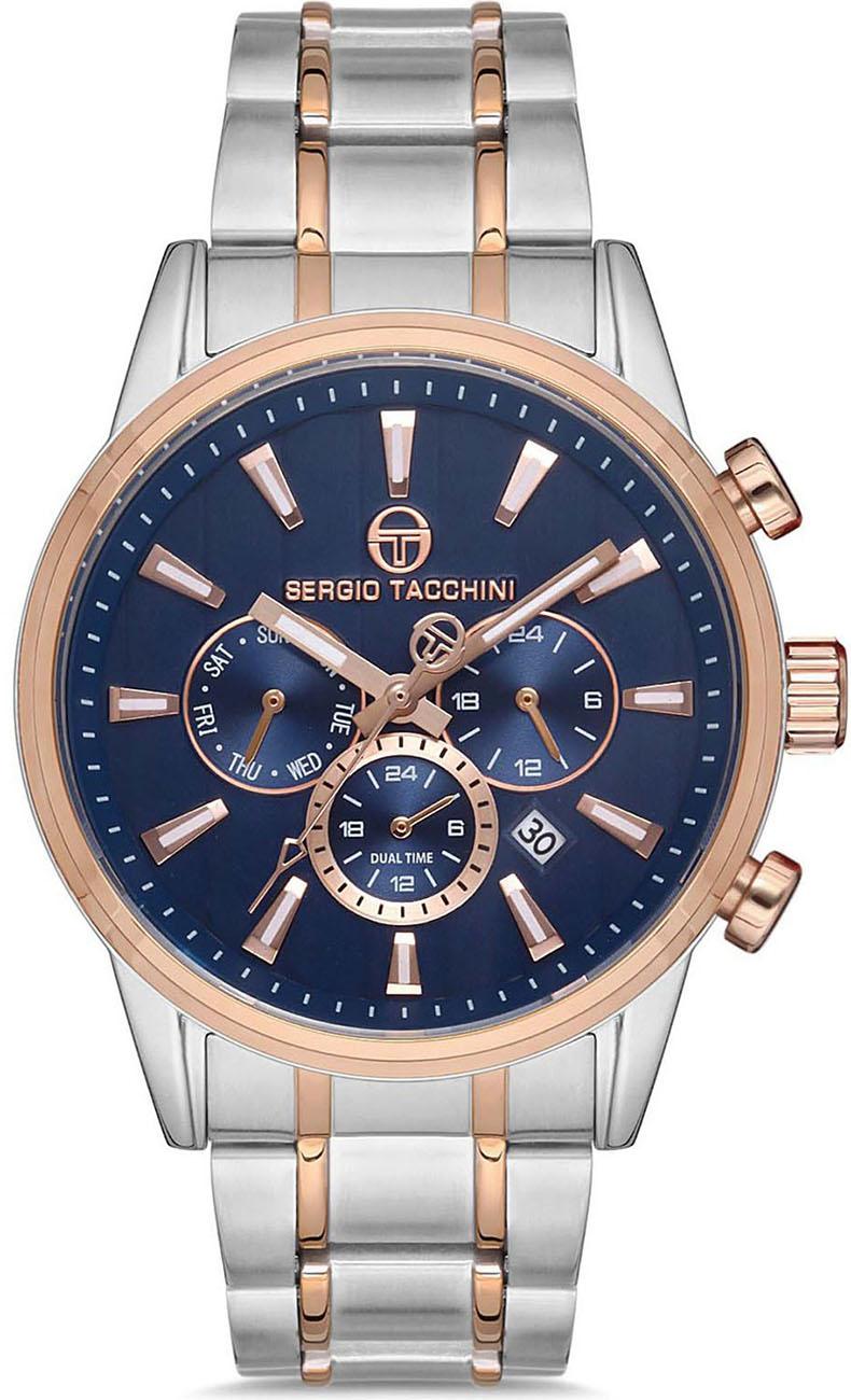 Sergio Tacchini ST.1.10144.2 Takvimli 44 mm Gri-Rose Gold Çelik Kordon Analog Kol Saati