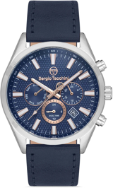 Sergio Tacchini ST.1.10222.2 Takvimli 42 mm Lacivert Deri Kordon Analog Kol Saati