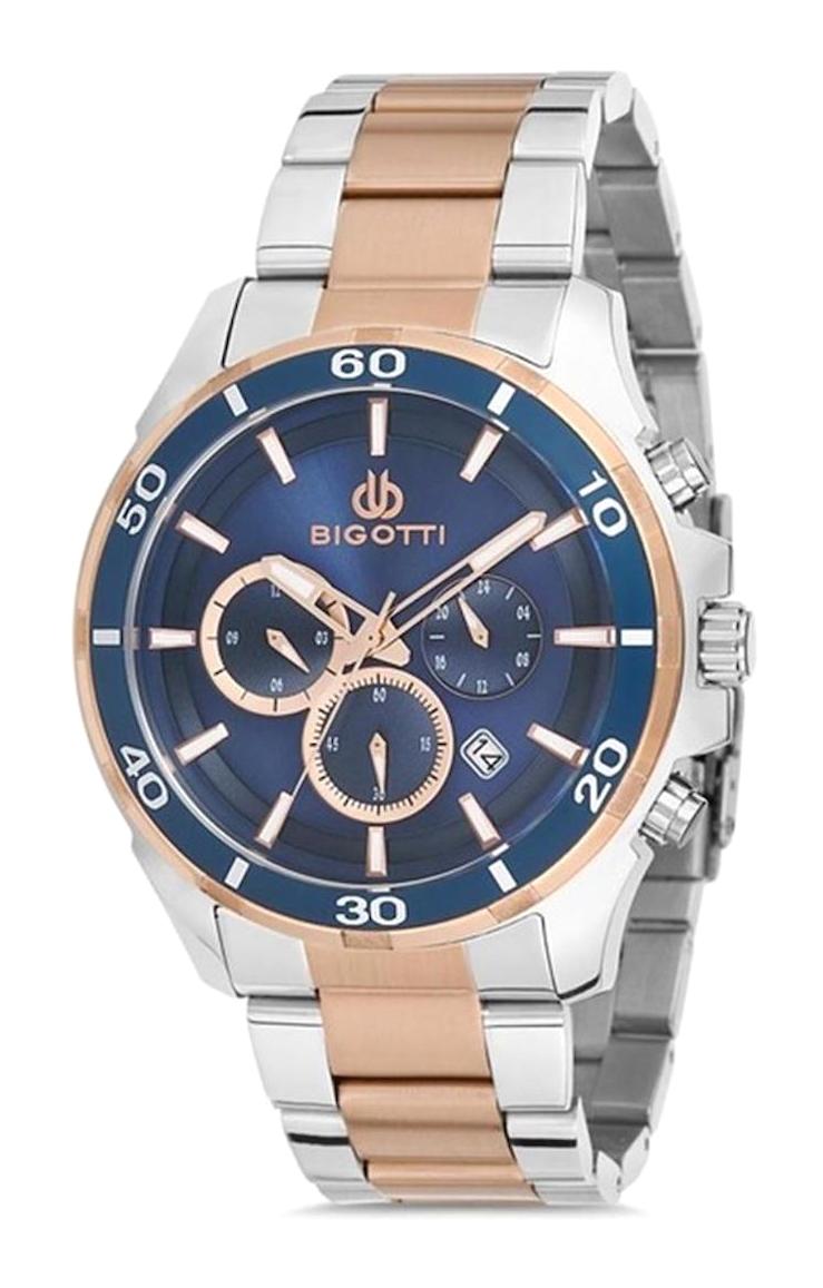 Bigotti BG.1.10191.2 Takvimli 44 mm Gri-Rose Gold Çelik Kordon Analog Erkek Kol Saati