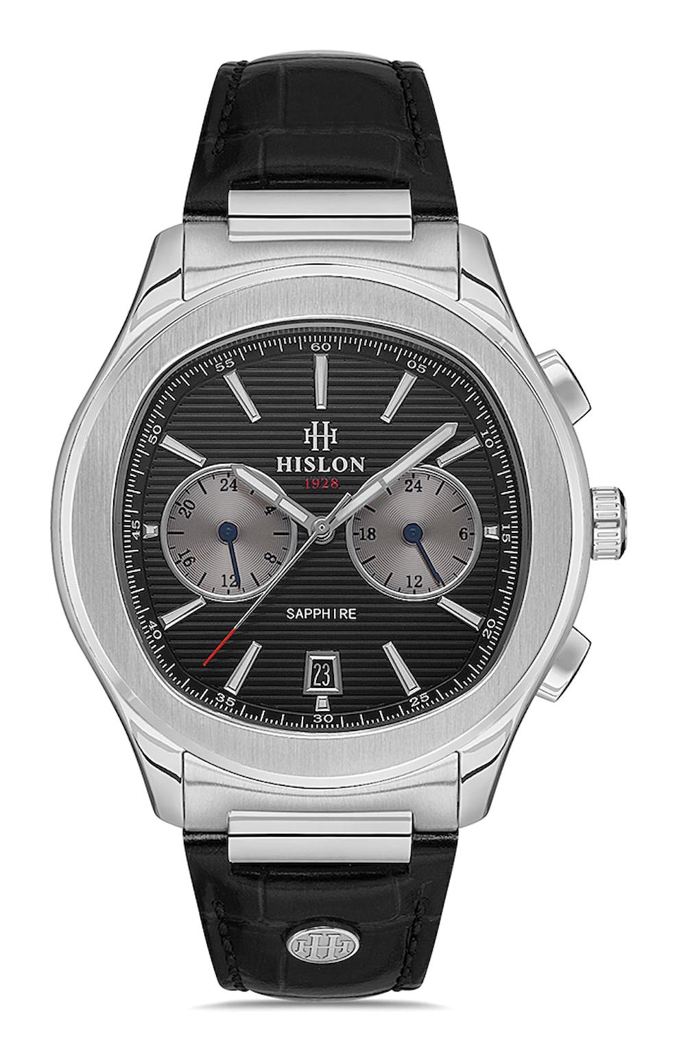 Hislon DT148S-04BS Pusulalı Takvimli 43 mm Siyah Deri Kordon Analog Erkek Kol Saati