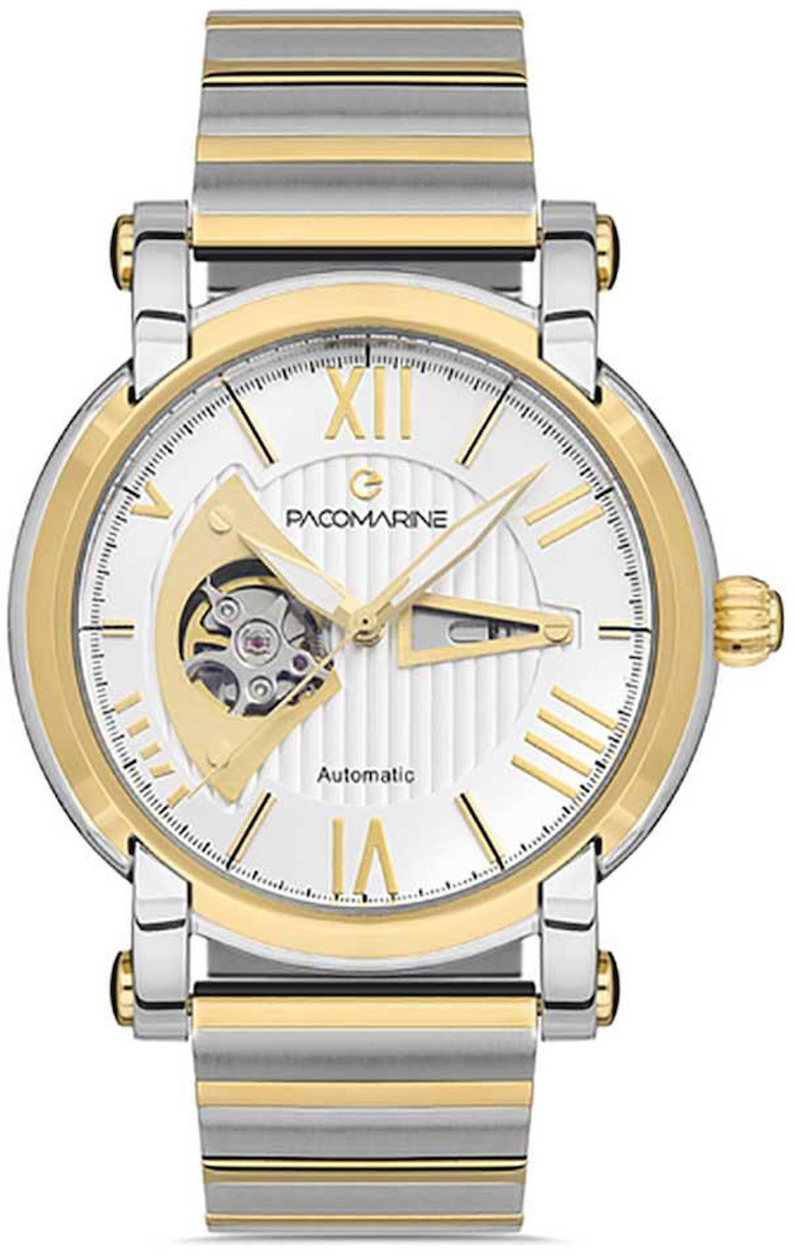 Pacomarine PM.61230.06 44 mm Altın-Çelik Kordon Analog Kol Saati