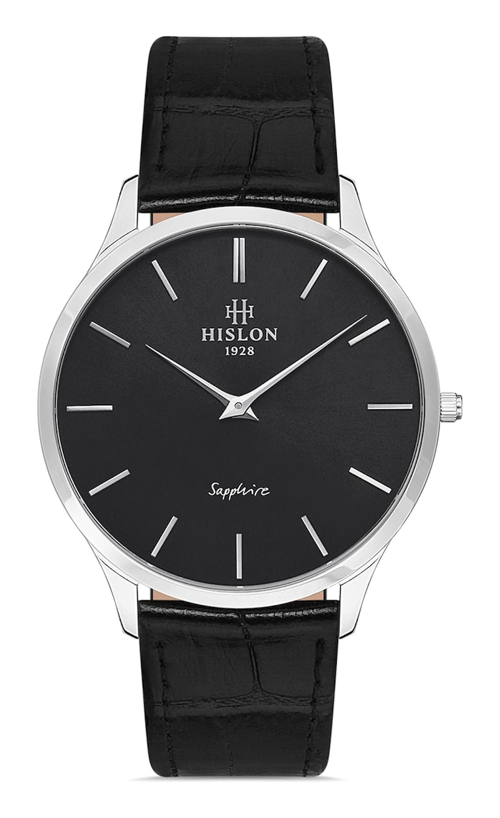 Hislon CL135S-04BS 40 mm Siyah Deri Kordon Analog Erkek Kol Saati