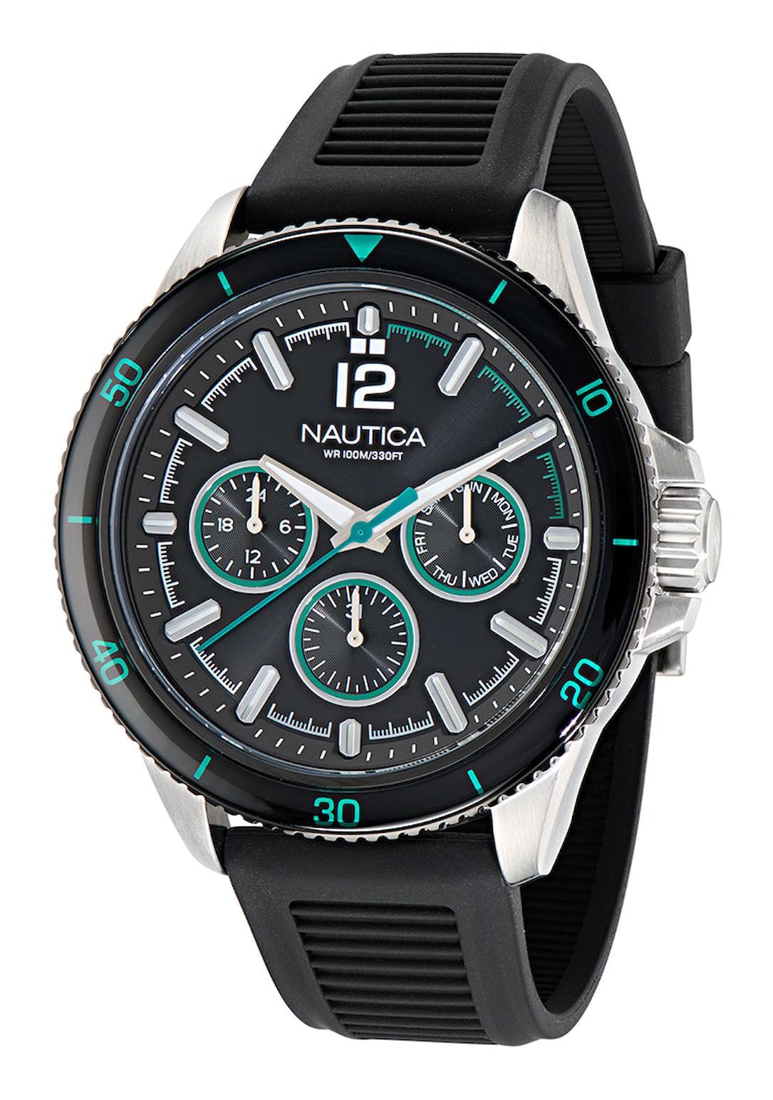 Nautica NAPWRS403 Takvimli 46 mm Siyah Silikon Kordon Analog Erkek Kol Saati