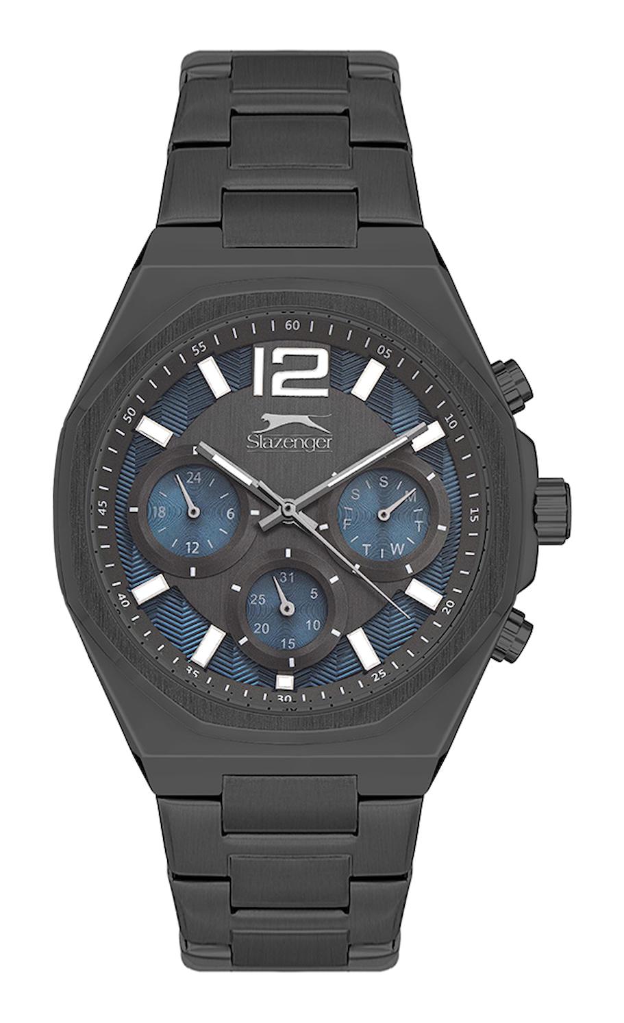 Slazenger SL.09.2106.2.07 Takvimli 43 mm Siyah Çelik Kordon Analog Erkek Kol Saati