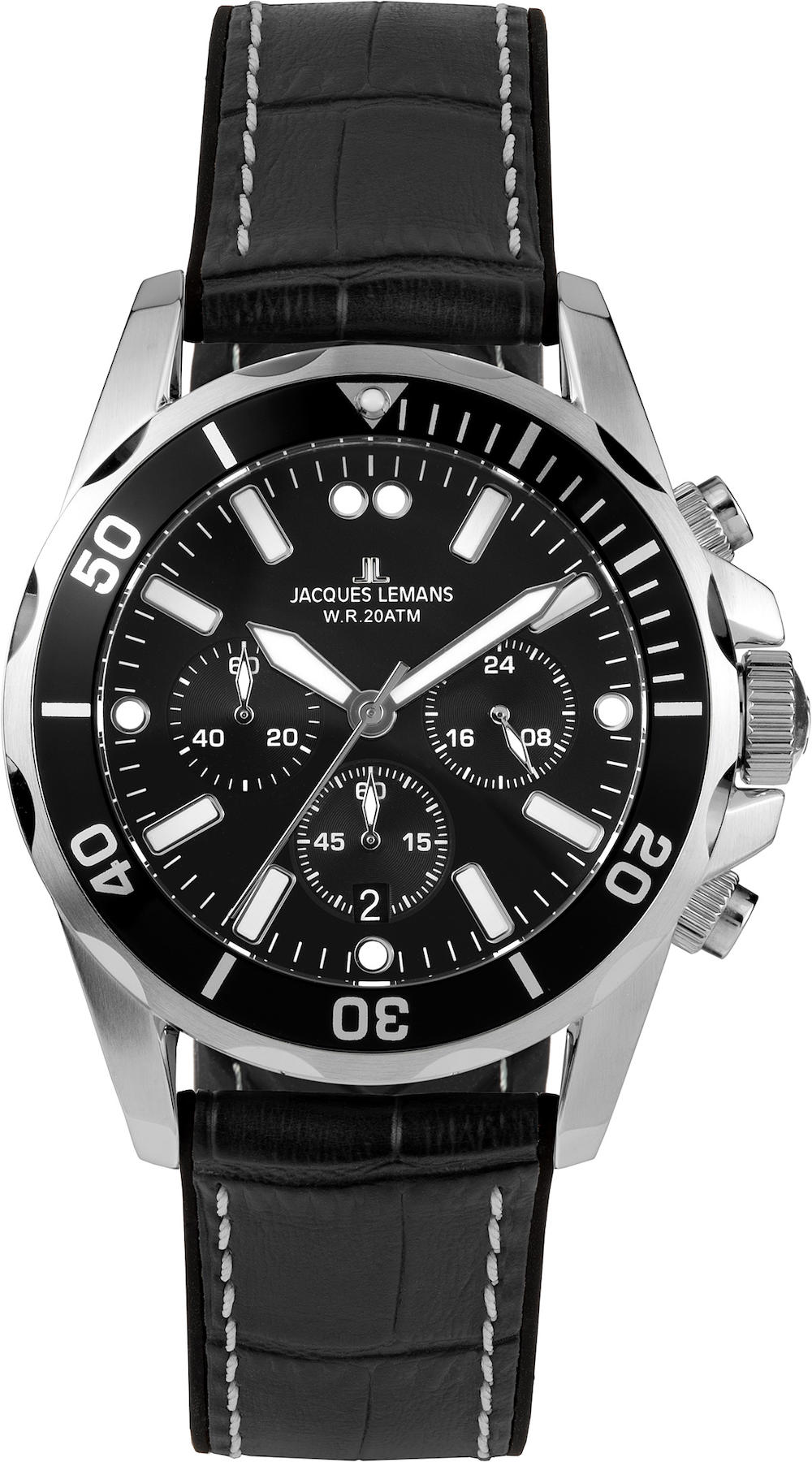 Jacques Lemans LİVERPOOL 1-2091A Takvimli 44 mm Siyah Çelik Kordon Analog Erkek Kol Saati