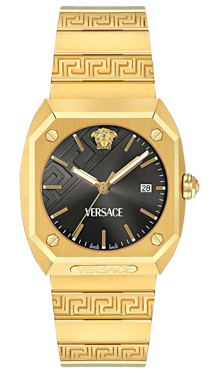 Versace VRSCVE8F00424 Takvimli 44 mm Altın Çelik Kordon Analog Erkek Kol Saati