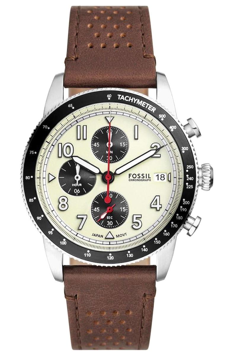 Fossil FFS6042 Takvimli 42 mm Kahverengi Deri Kordon Analog Erkek Kol Saati
