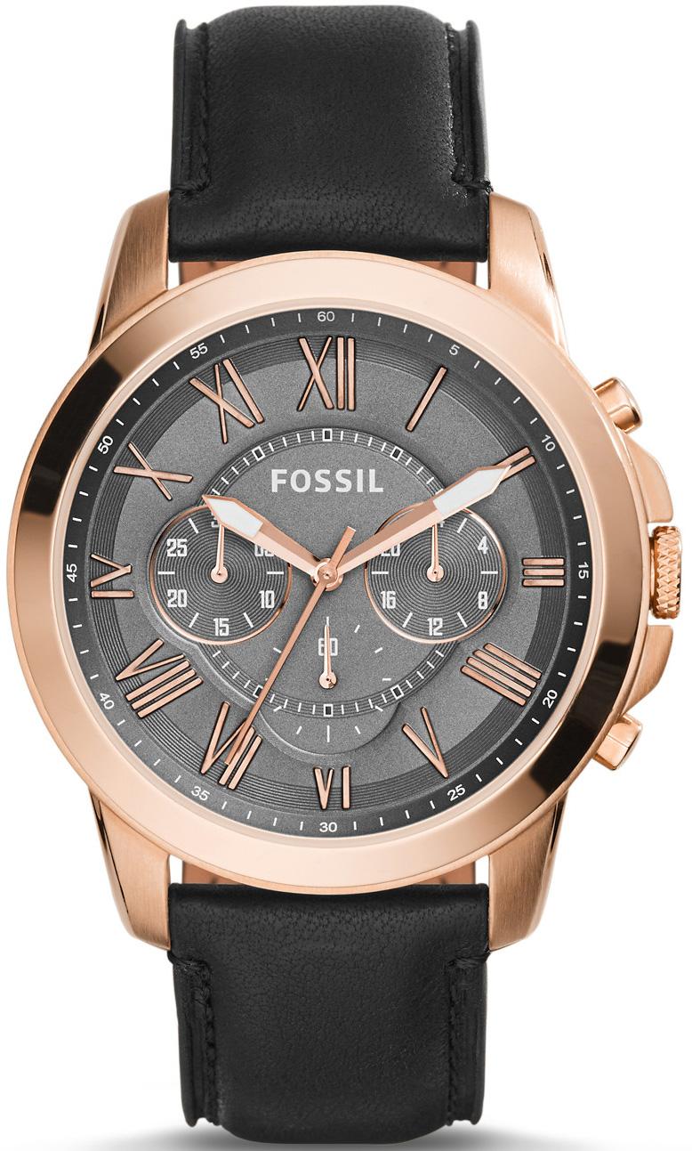 Fossil FS5085 Takvimli 44 mm Siyah Deri Kordon Analog Kol Saati