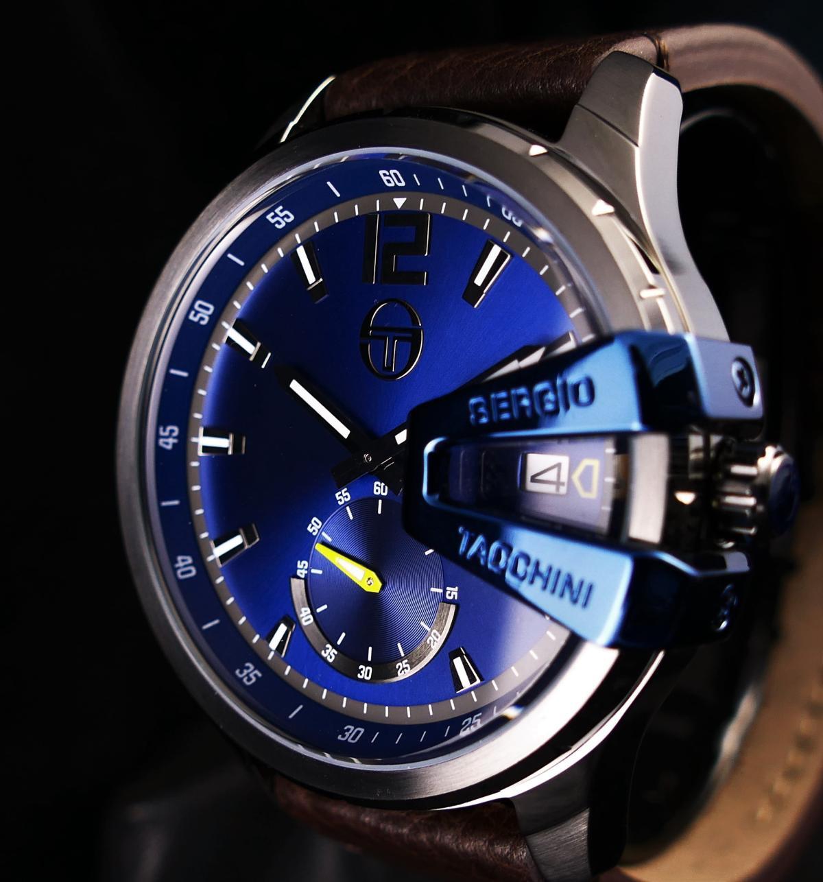 Sergio Tacchini ST.1.10031.6 Takvimli 45 mm Kahverengi Deri Kordon Analog Kol Saati