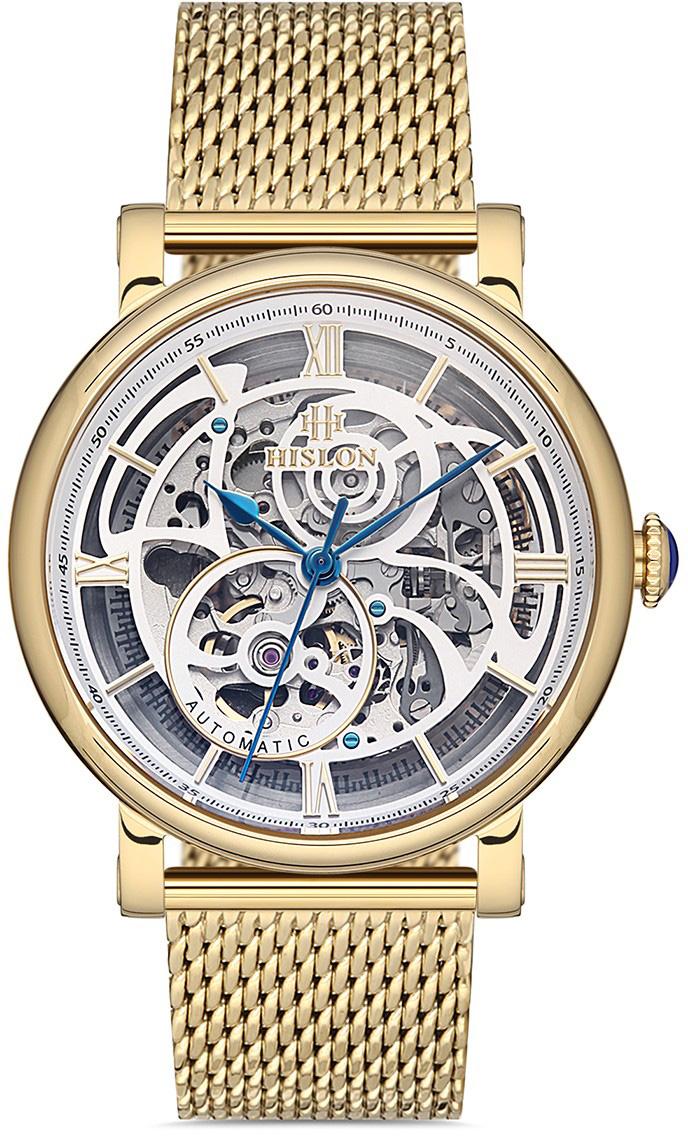 Hislon SD104G-16SG 44 mm Altın Çelik Kordon Analog Erkek Kol Saati
