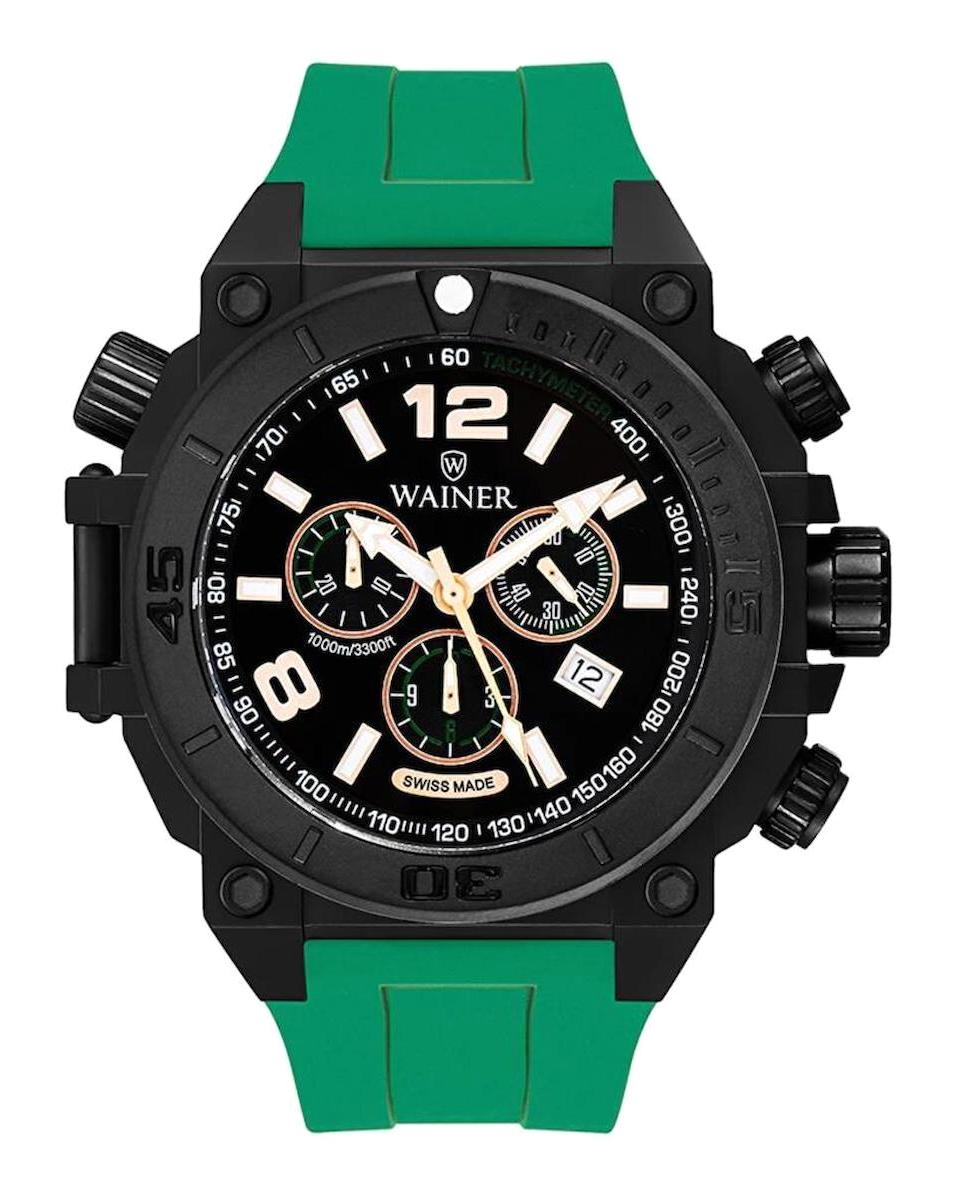 Wainer WA.10920-I Pusulalı Takvimli 50 mm Siyah Silikon Kordon Analog Erkek Kol Saati