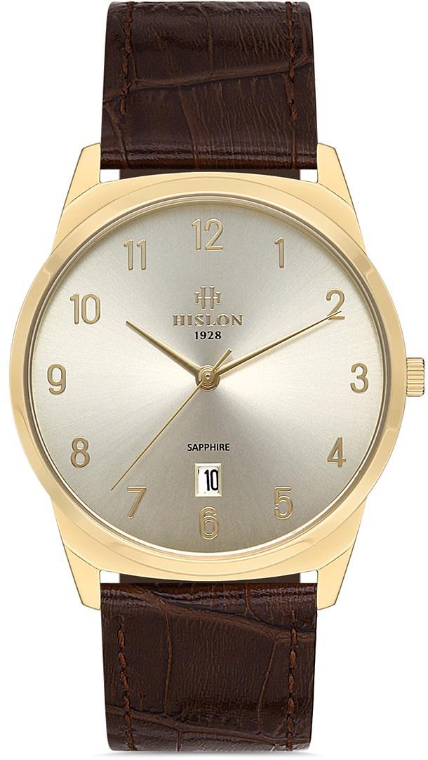 Hislon CL122G-08KG Takvimli 40 mm Kahverengi Çelik Kordon Analog Erkek Kol Saati