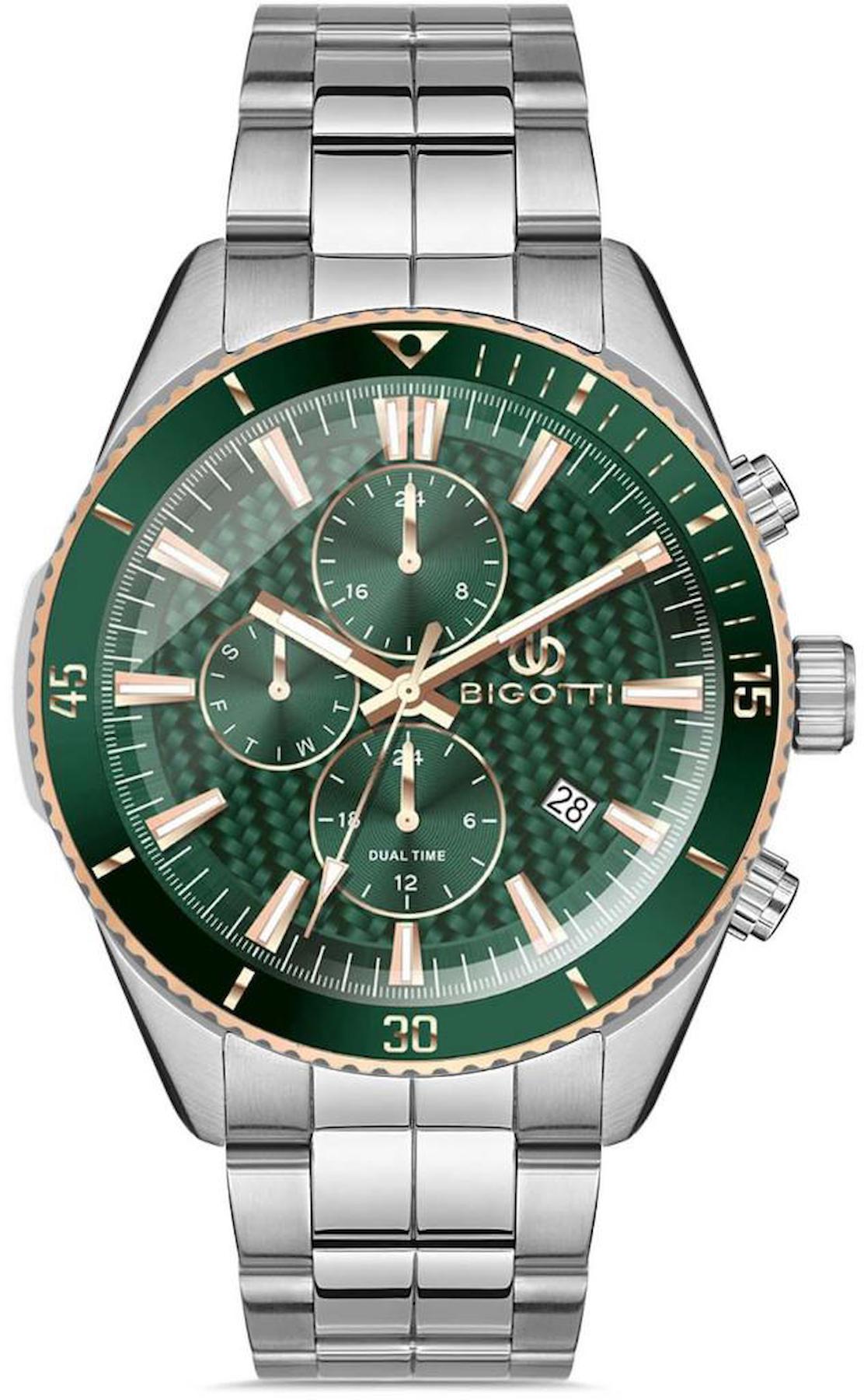 Bigotti BG.1.10337.4 Takvimli 45 mm Çelik Kordon Analog Erkek Kol Saati