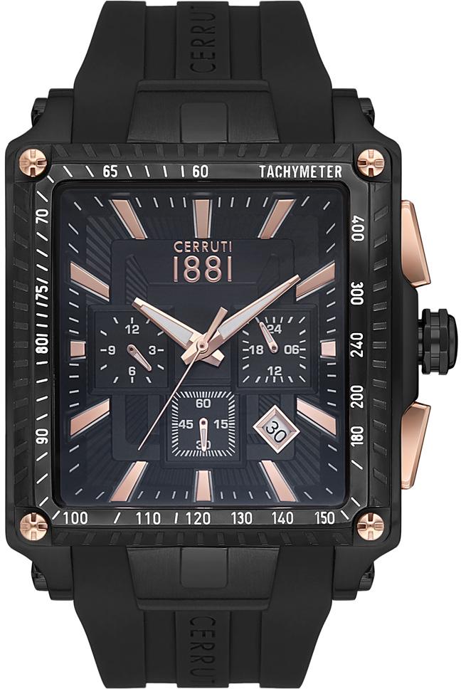 Cerruti 1881 CRA31404 Takvimli Si̇yah Silikon Kordon Analog Erkek Kol Saati