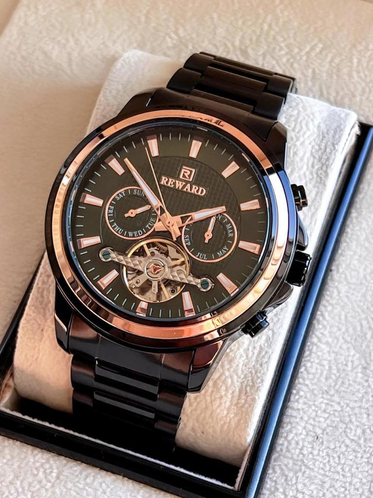 Reward RWD.16 Takvimli 44 mm Siyah Çelik Kordon Analog Erkek Kol Saati