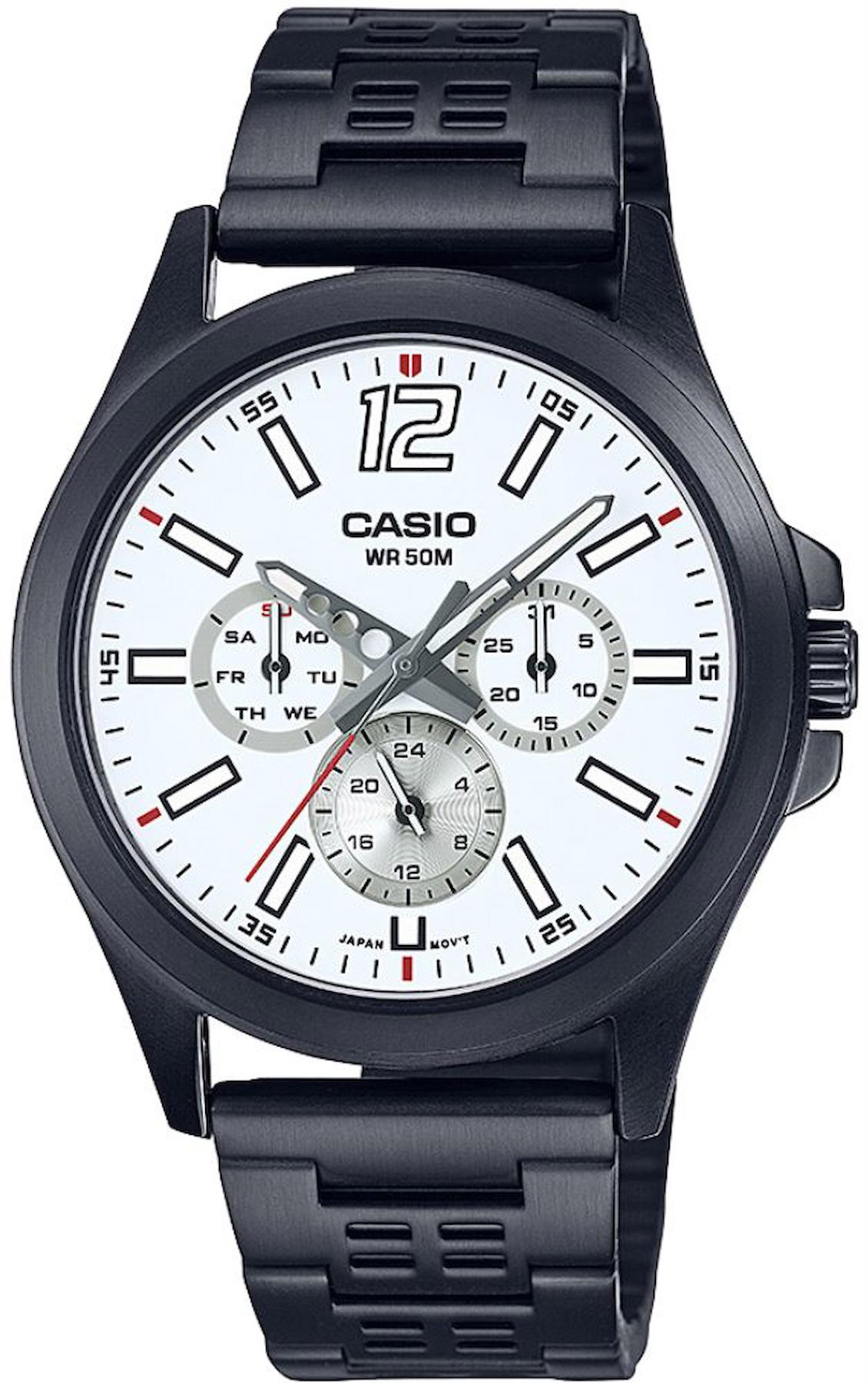Casio MTP-E350B-7BVDF Takvimli 41 mm Siyah Çelik Kordon Analog Erkek Kol Saati