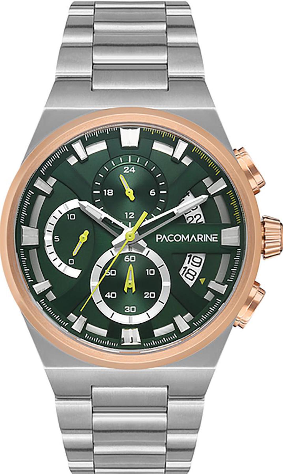 Pacomarine PM.28002.002 Takvimli Çelik Kordon Analog Erkek Kol Saati