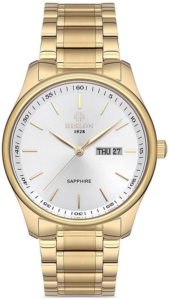 Hislon CL113G-02SG Takvimli 42 mm Altın Çelik Kordon Analog Kol Saati