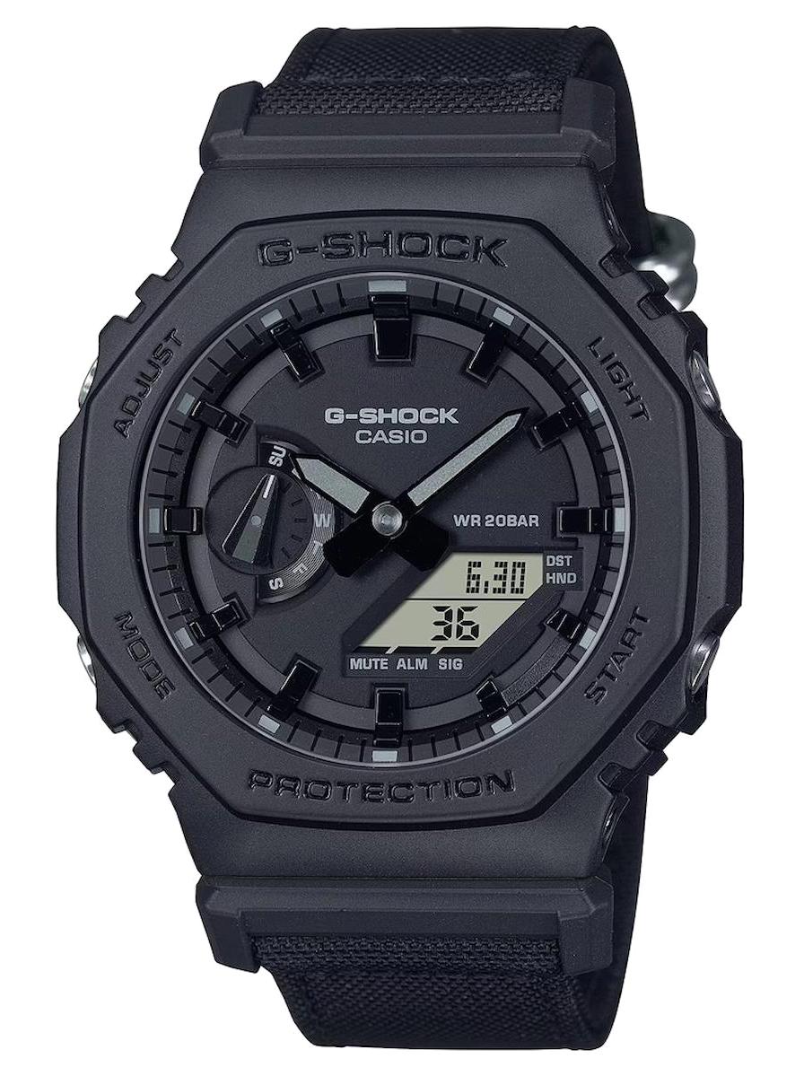 Casio GA-2100BCE-1ADR Takvimli 45 mm Siyah Nato Kordon Analog Erkek Kol Saati