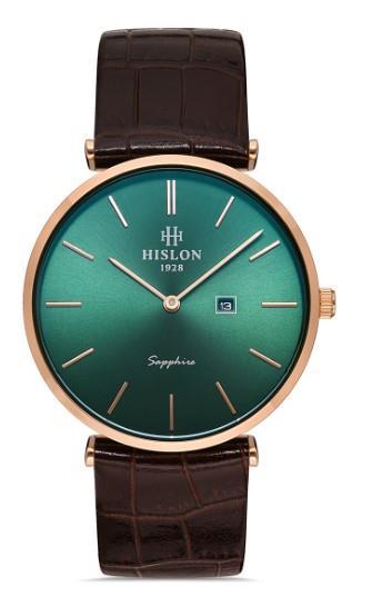 Hislon CL119R-15KR Takvimli 38 mm Kahverengi Deri Kordon Analog Erkek Kol Saati