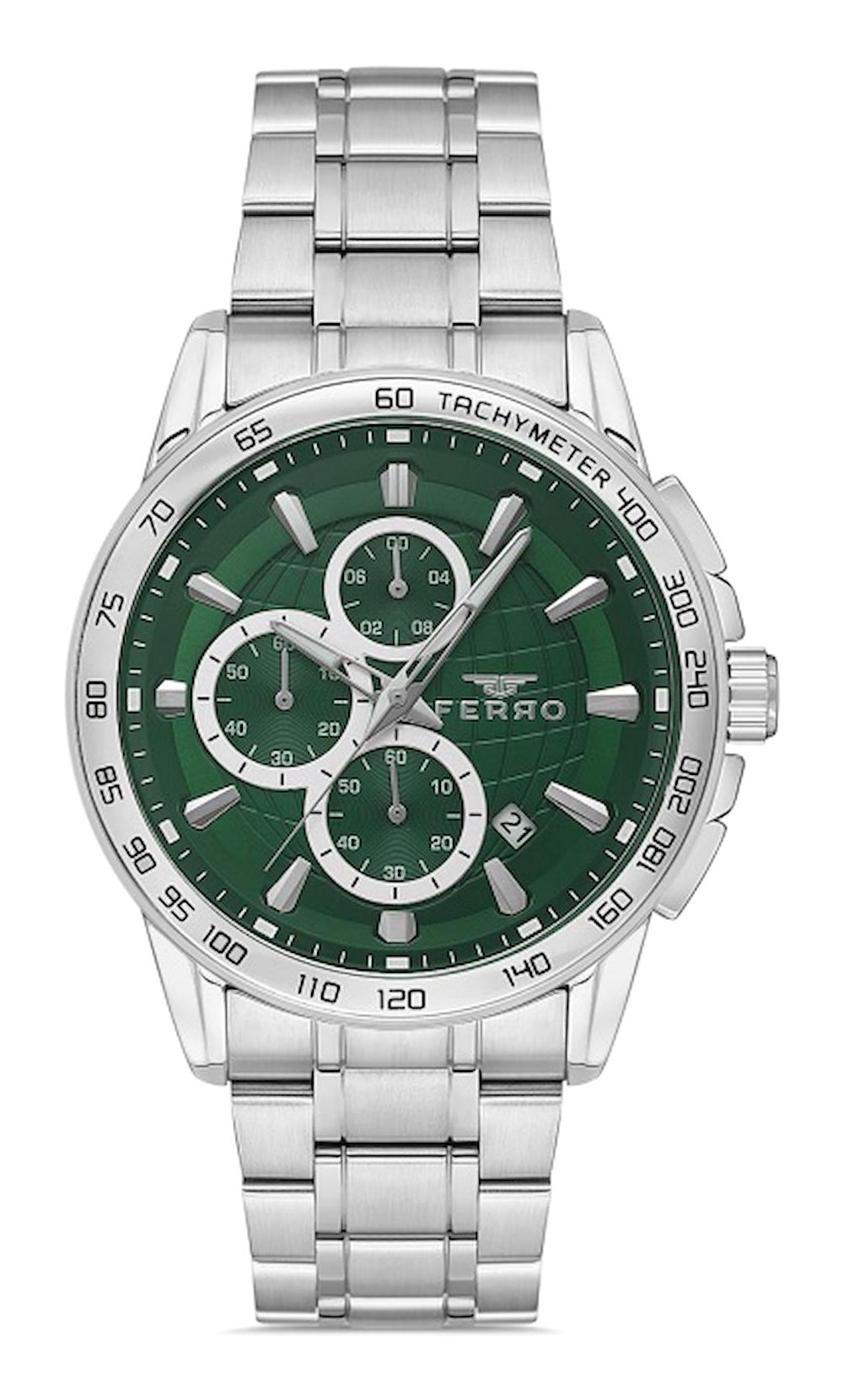 Ferro FM31441A-A6 Takvimli 44 mm Metal Kordon Analog Erkek Kol Saati