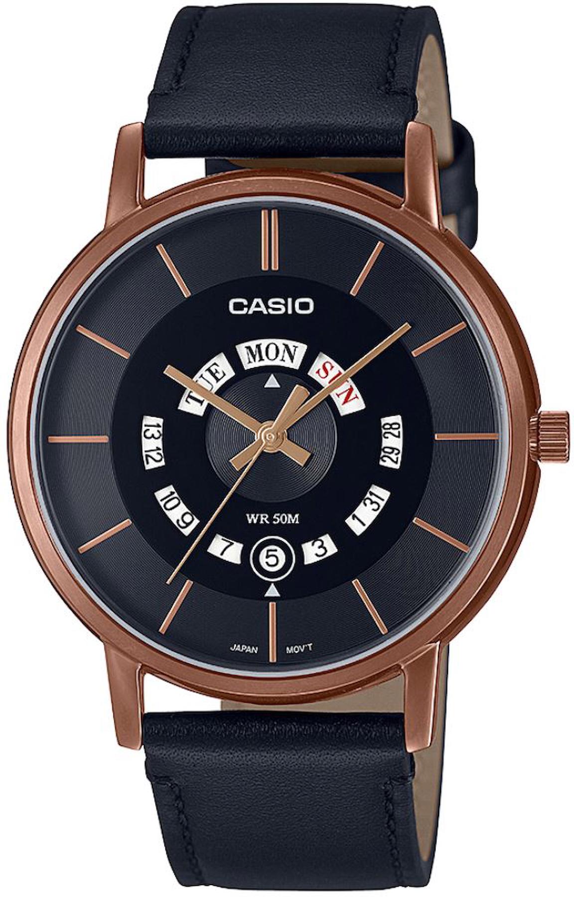 Casio MTP-B135RL-1AVDF Takvimli 41 mm Siyah Deri Kordon Analog Erkek Kol Saati