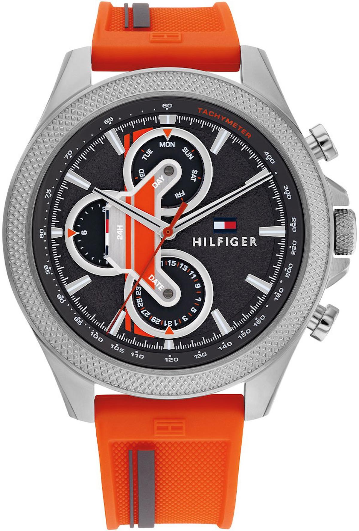 Tommy Hilfiger TH1792084 Takvimli 46 mm Turuncu Plastik Kordon Analog Erkek Kol Saati